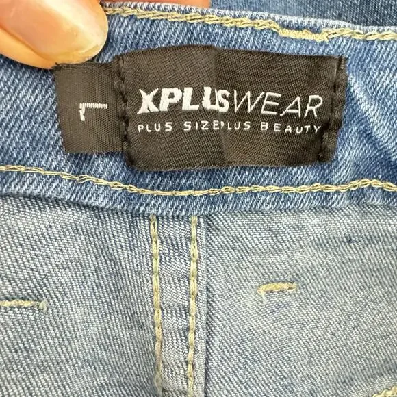 NEW XPlusWear Layered Bell Bottom Stretch Jeans High Waist 70s Style Size Large - Picture 7 of 11